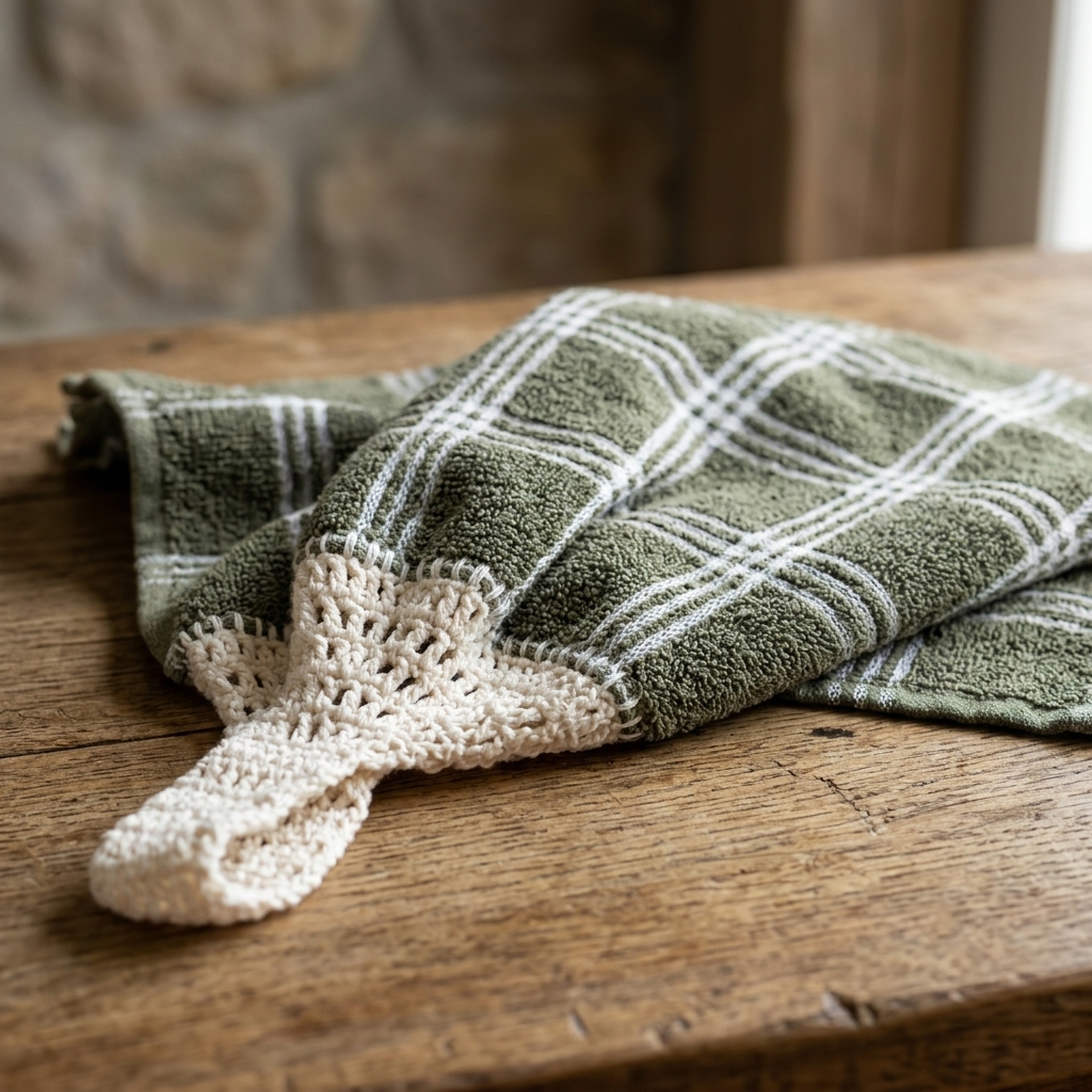 Crochet Top Tea Towel/ Kitchen Hand Towel/Hanging Tea Towel