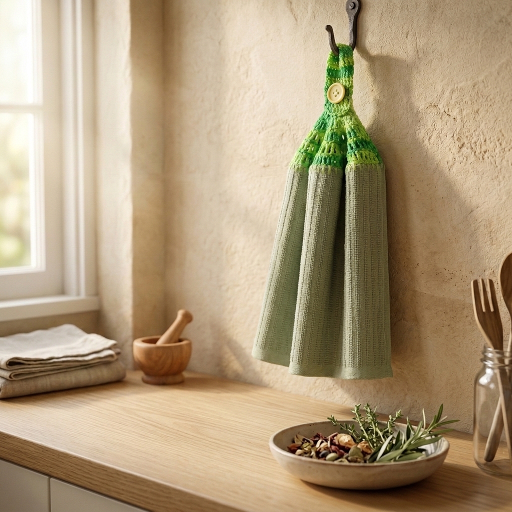 Crochet Top Tea Towel/ Kitchen Hand Towel/Hanging Tea Towel - Image 7
