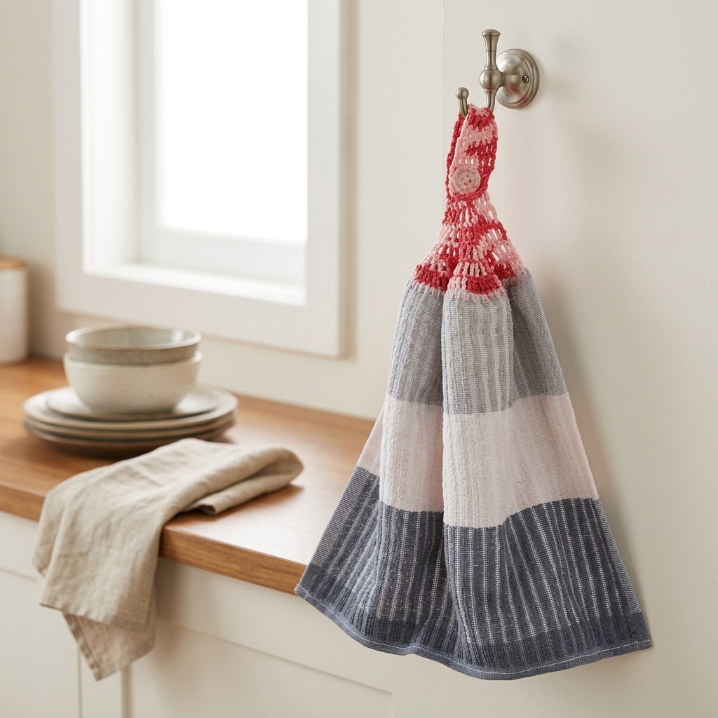 Crochet Top Tea Towel/ Kitchen Hand Towel/Hanging Tea Towel - Image 9